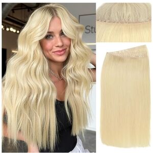 Quality Butterfly Genius Hair Extensions 18” White Blonde Remy Human Hair 100g